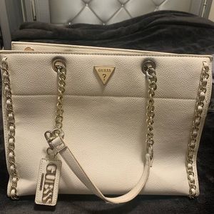 Off white Guess purse with Gold chain